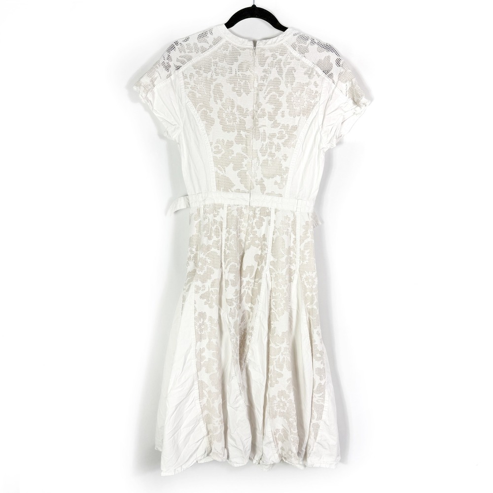 3.1 Phillip Lim Bonded Lace Midi Dress White Fit n Flare Short Sleeve Sz 4 - Picture 9 of 11